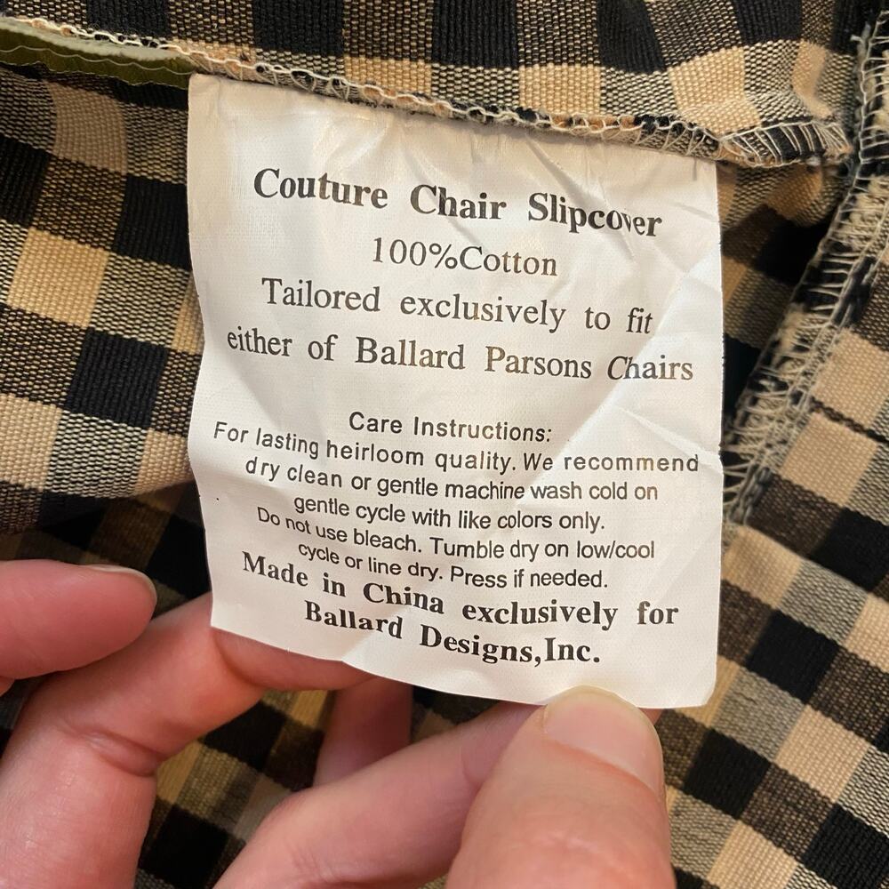 Ballard Designs Couture Chair Slipcover Checkered Cotton Box Pleat Parsons - Picture 6 of 7